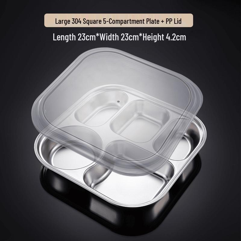 316 Stainless Steel Divided Lunch Tray with Cutlery