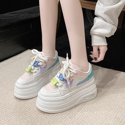 Fashion New Arrival Womens Platform Sneakers Chic White 8.5CM Increased Thick Bottom Shoes Candy Colored Board Shoe