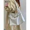 IELGY Korean Version Oil Leather Large-Capacity Tote Bag All-Match One-Shoulder Mess