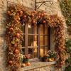 1PC Simulation Pumpkin Berry Rattan, Harvest Festival Thanksgiving Autumn Decoration Wreath Halloween Cross-border Simulation Maple Leaf