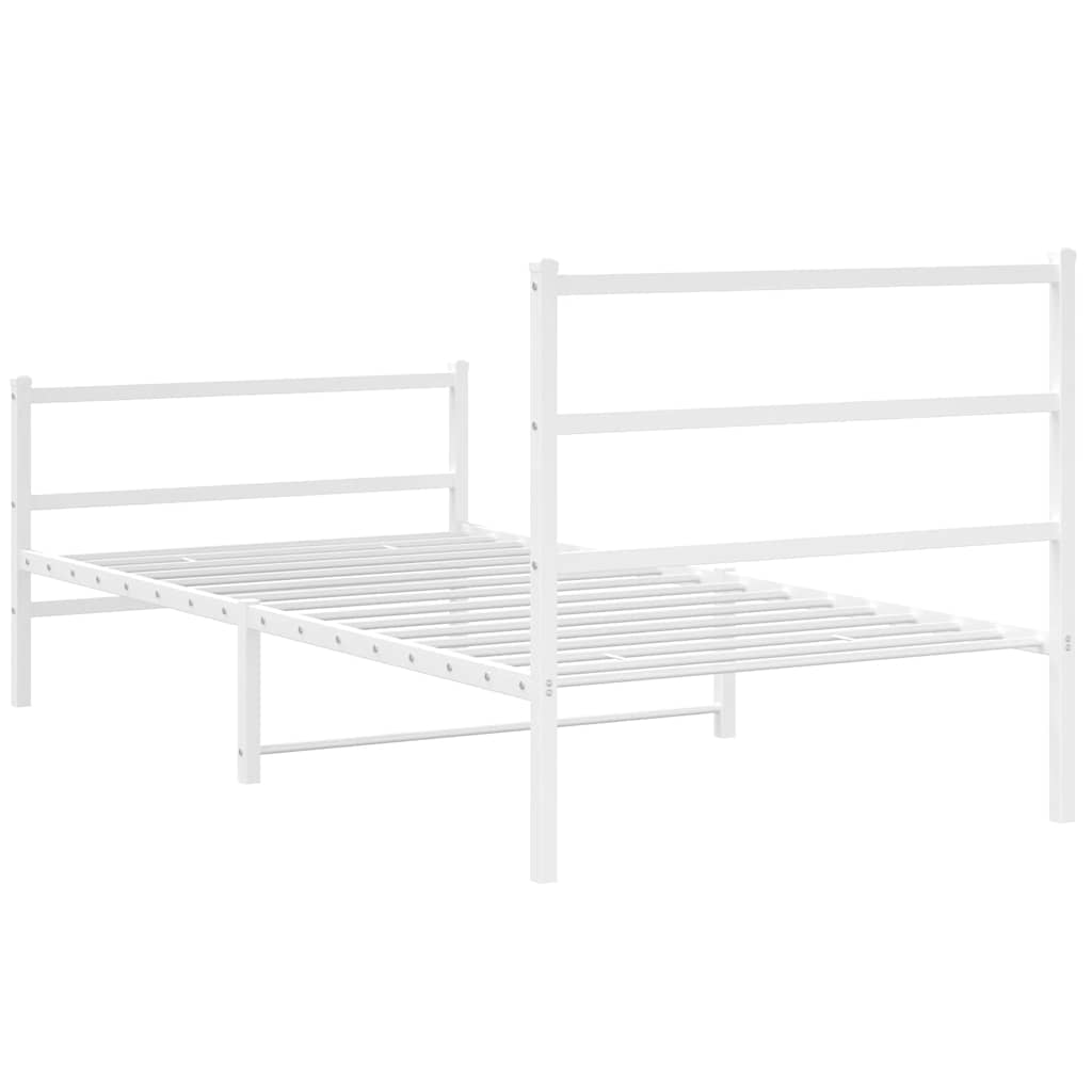 Metal Bed Frame with Headboard and Footboard White 100 x 200 cm