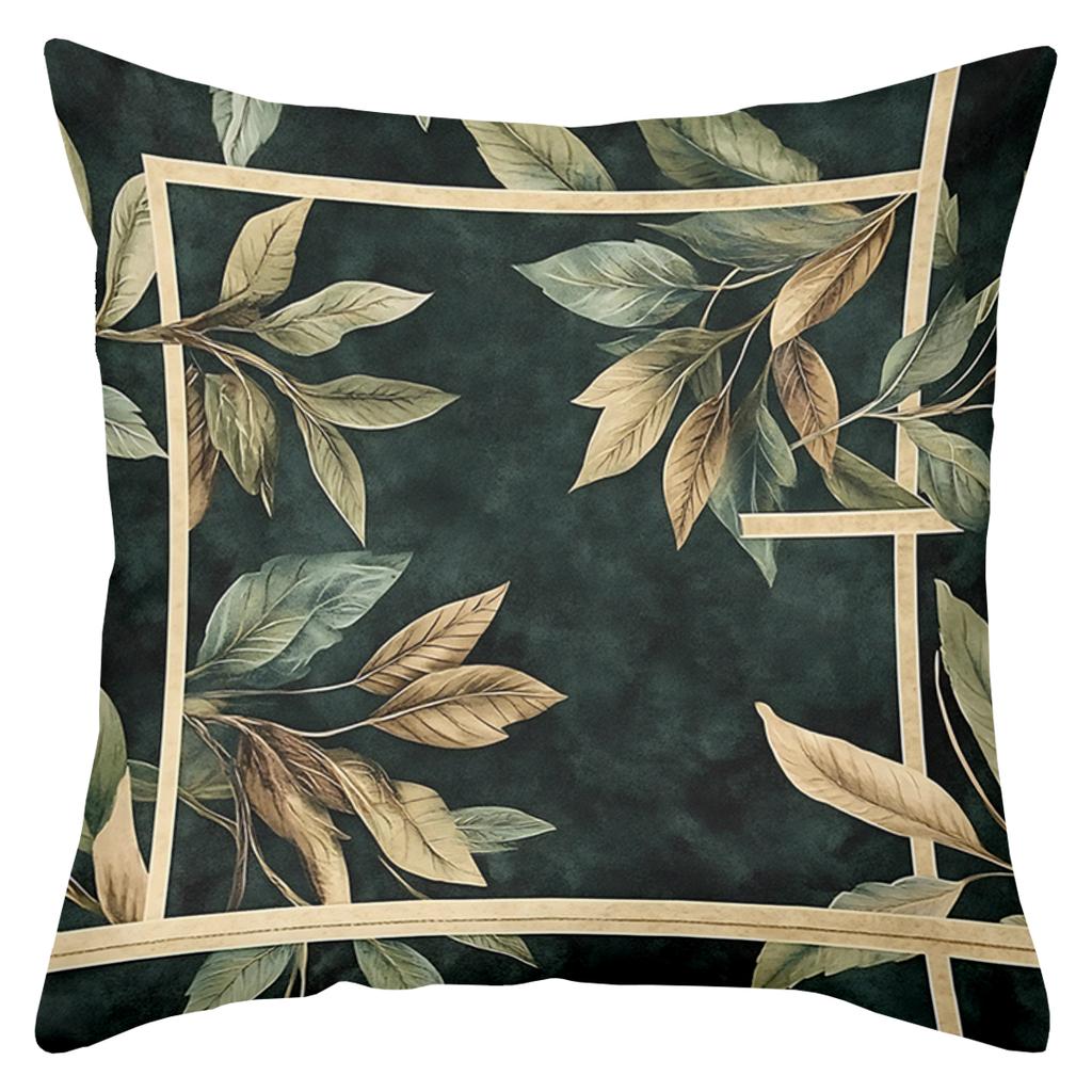 1 stuk - 2D platte print Groen Bladpatroon Sierkussen Set Decoratieve Polyester kussensloop, decoratieve kussenhoes voor bank
