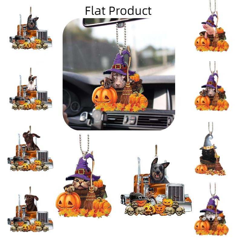 Halloween Pumpkin Cat And Dog Car Hanging Decoration For Home Acrylic Material Cartoon Style In 10 Colors) Perfect For Cross-border Export