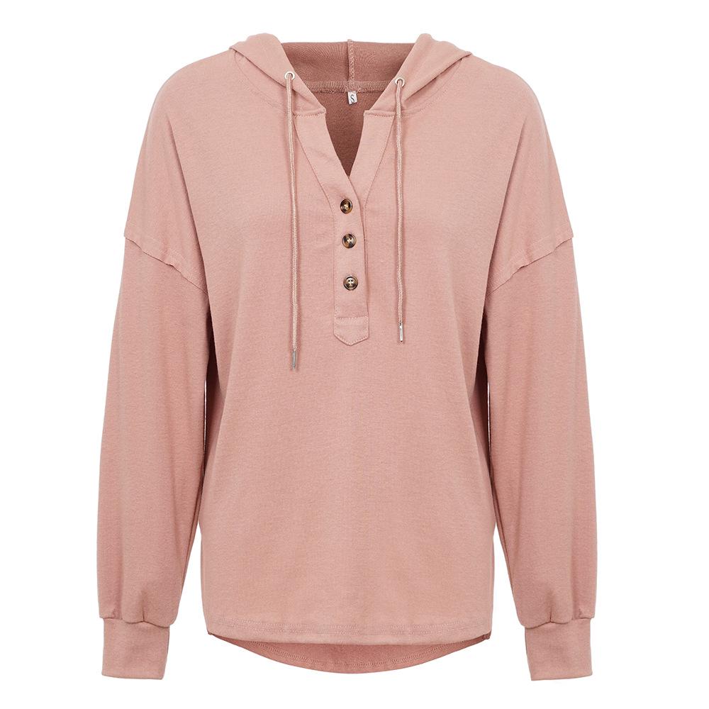 2023 Autumn/Winter Women's Casual Loose Solid Color Hooded Sweatshirt