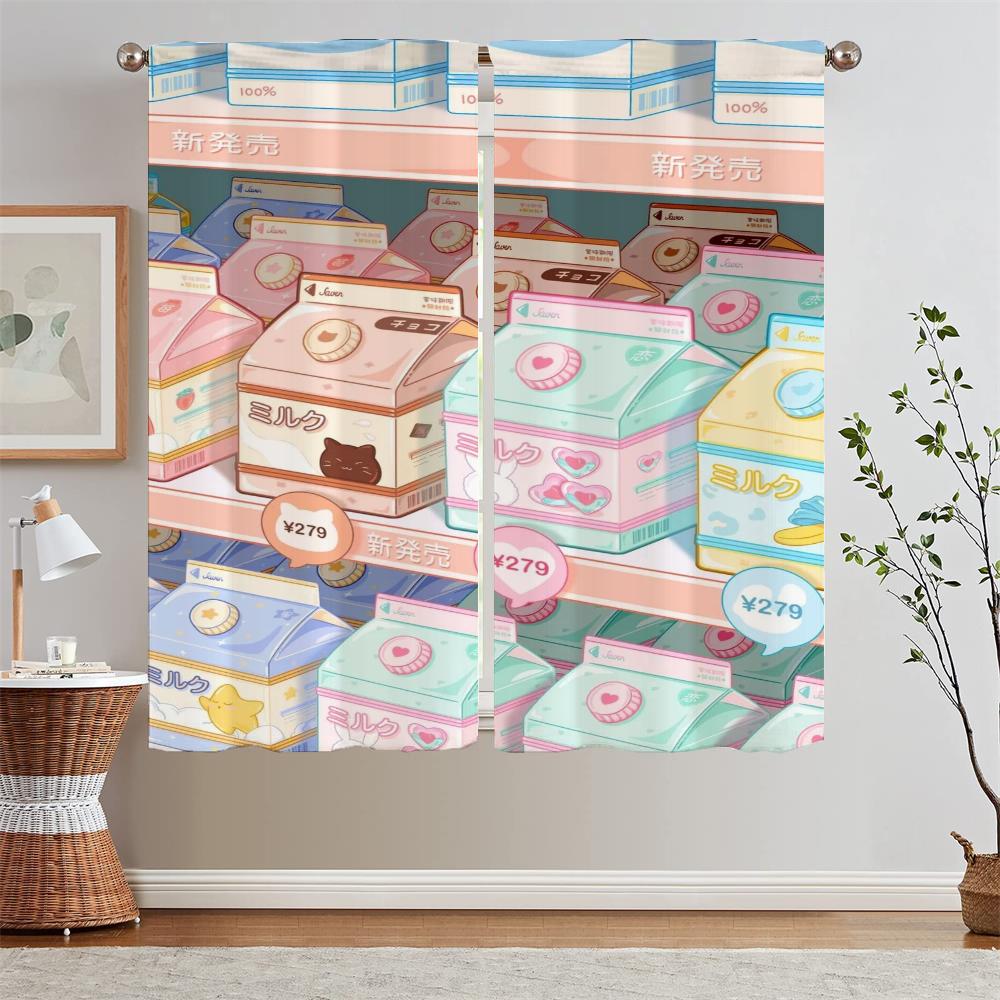 CUTE Bedroom Curtains 2 Pieces Blackout Curtains for Window Beaded Curtain Tiebacks Partition Tulle In Kitchen Blind Blinds Room