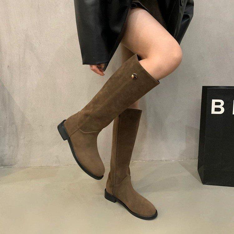Western Cowboy Martin Boots Fashion Skinny Boots Women's Shoes 2025 New Autumn Retro Suede Knight Boots Boots Boots
