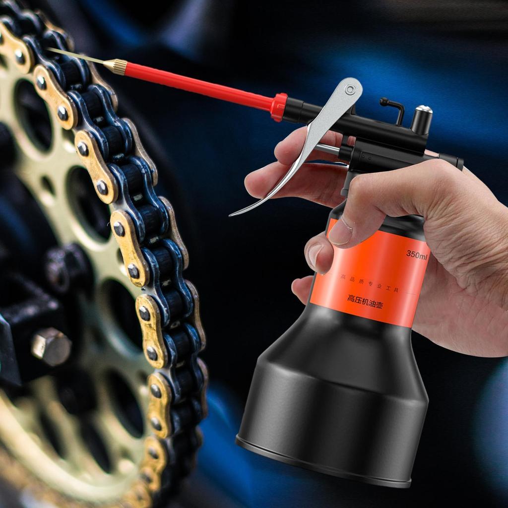 350ml Hand Pump Oiler Metal Oil Can Lubrication Oil Guns Straight Spout High Voltage Oil Pot Bottle Car Repair Tool