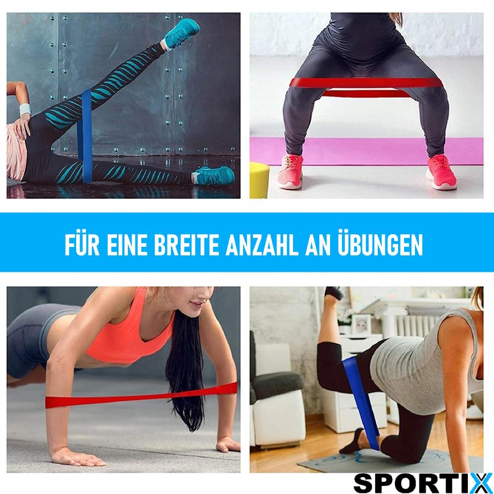 SPORTIX Widerstandsbänder Fitnessbänder Gymnastikbänder Resistance Yoga Bands 4x