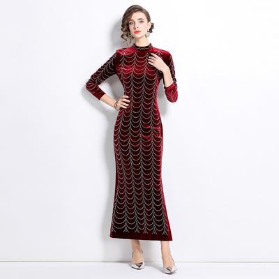 Herbst Winter Frauen Luxus Bling Bling Diamanten Samt Abendkleid Plus Größe Lange Maxi Schlanke Etui Party Kleider
