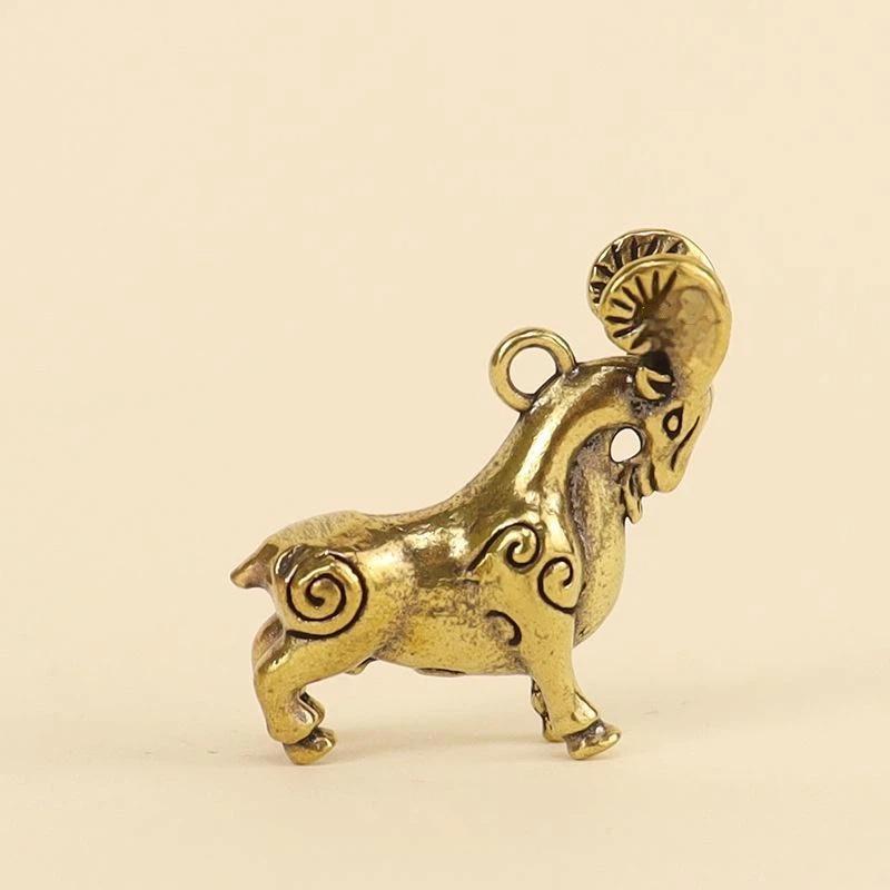 Scultura Capra dello Zodiaco Cinese Statuetta Pecora Statua Animale in Ottone Ornamento da Scrivania Ricchezza Fengshui Per Decorazione Casa