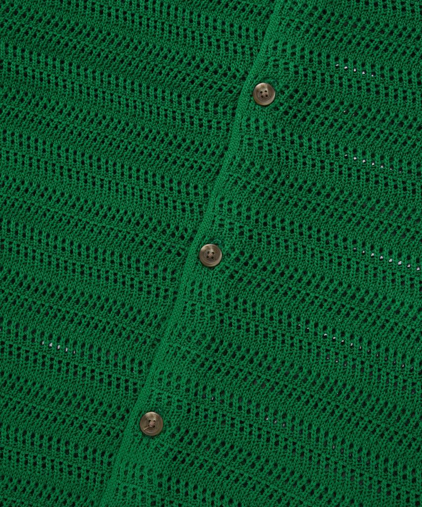 COVERNAT Crochet Half Knit Shirt Green