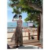 Women's Summer Vintage Tie-Dye Camisole Tank Top High Waist Half Body Skirt Set
