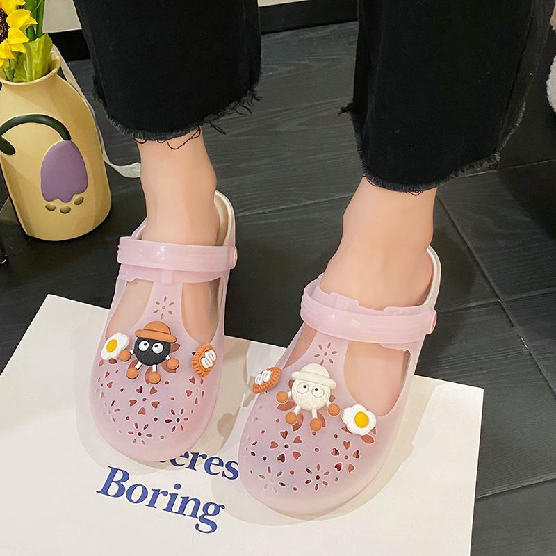 2025 summer casual hole shoes women's soft-soled slippers bag head sandals jelly versatile beach shoes