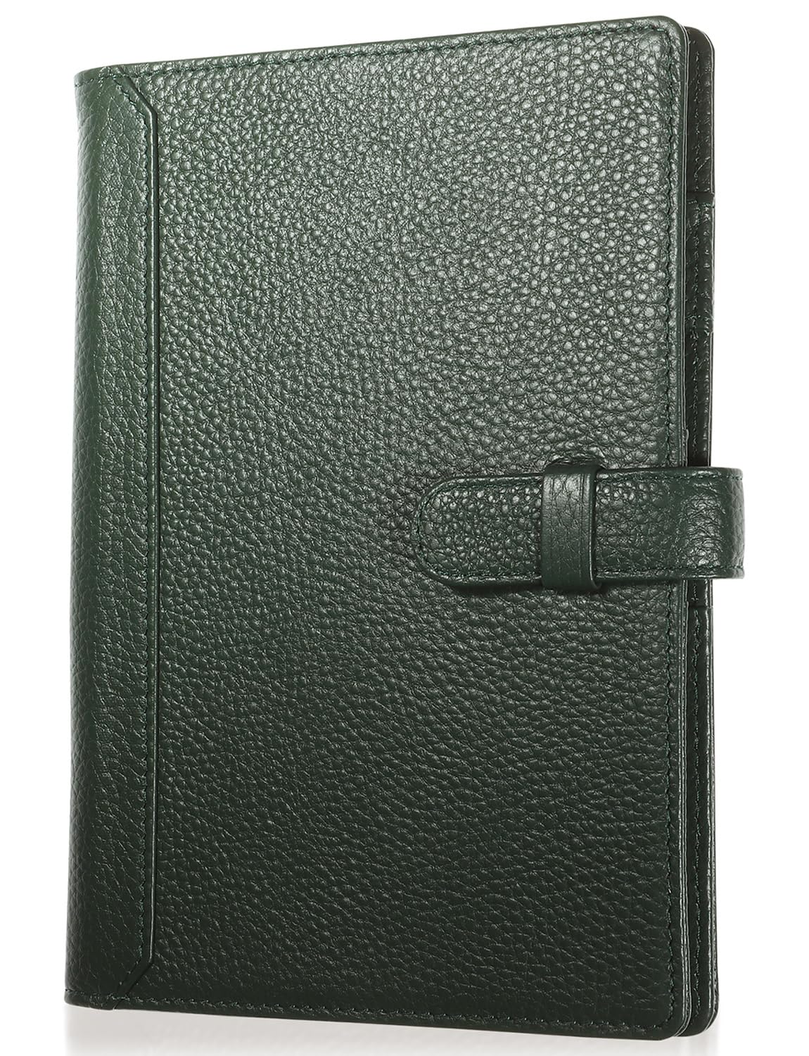 B6 Leather Slim Notebook Cover with Pen and Card Slots 5 Colors NC0 [BLUE SINCERE] Holder, Bookmark, - / (Deep Green)