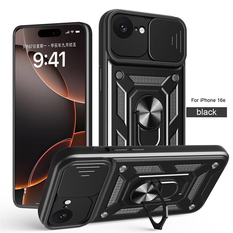 For Iphone 16E SE4  Camera Lens Protective Armor Shockproof Magnetic Holder Ring Back Cover For Iphone 16E SE4 Cases