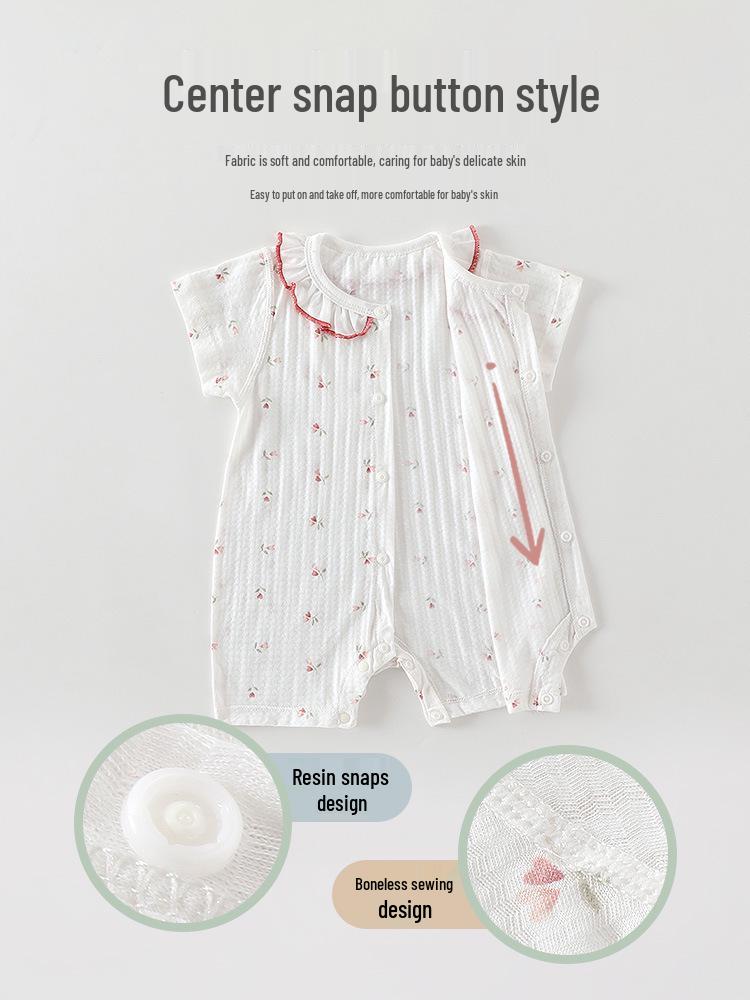 Summer Oxygen Cotton Baby Romper - A-Class Short Sleeve Bodysuit for Newborns
