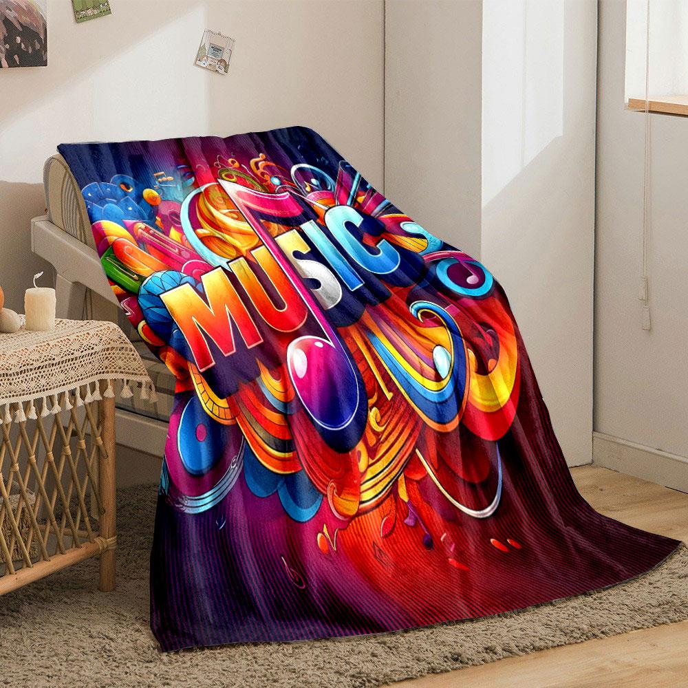 Colorful Music Note Design Print Blanket Soft and Cozy Perfect for the Living Room Bed Sofa or a Nap,gift