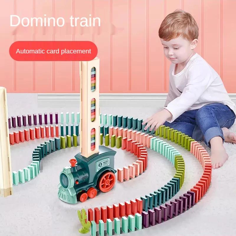 60-Piece Automatic Domino Train Set: Educational Toy for Early Learning Creative Play Gifts for Children's Fun and Development