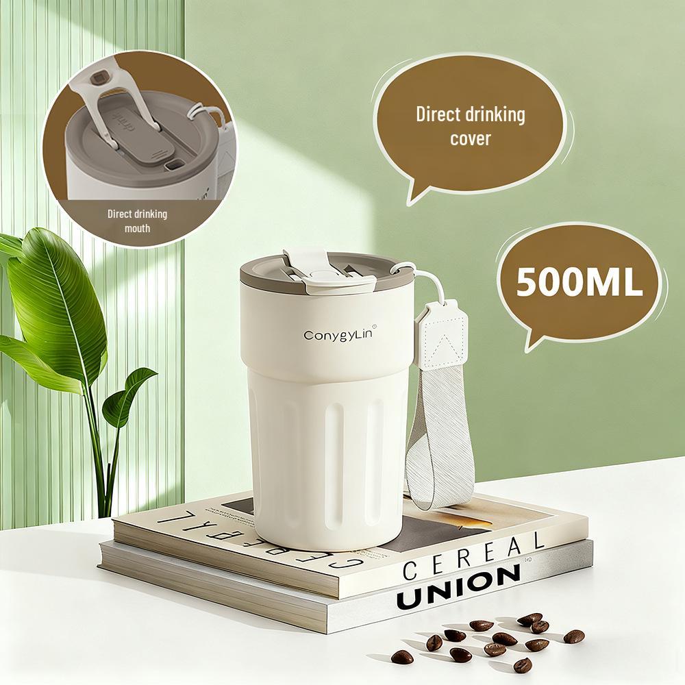 304 Stainless Steel Insulated Coffee Tumbler with Straw - Portable, Lightweight, Outdoor Thermos Cup Lightweight 500ml