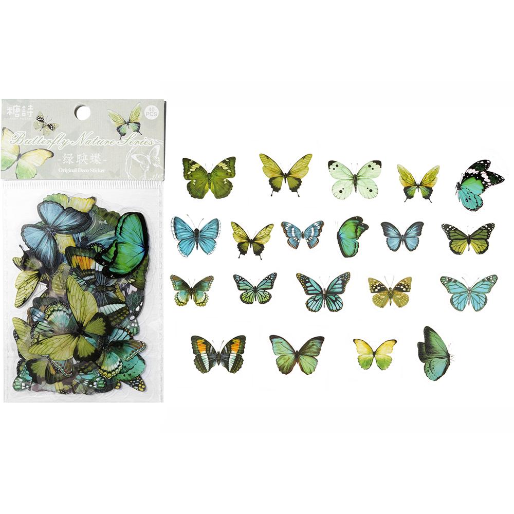 40Pcs/Bag Colorful Butterfly Stickers PET Transparent Decorative Epoxy Resin Fillings for DIY Epoxy Resin Crafts Book Decor