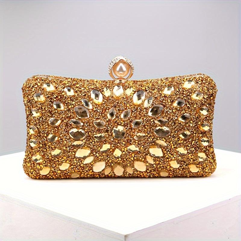 Luxury Evening Clutch Bag, Dual-Sided Multi-Color Fashion Glitter Purse, For Party Wedding Banquet, Versatile Chain Handbag