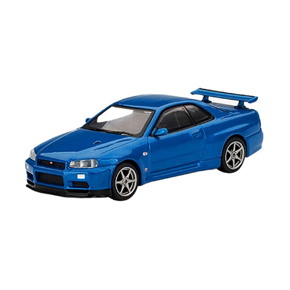 MINI GT 1/64 Nissan Skyline GT-R R34 V-Spec Bayside Blue (Right-Hand Drive) Finished Product