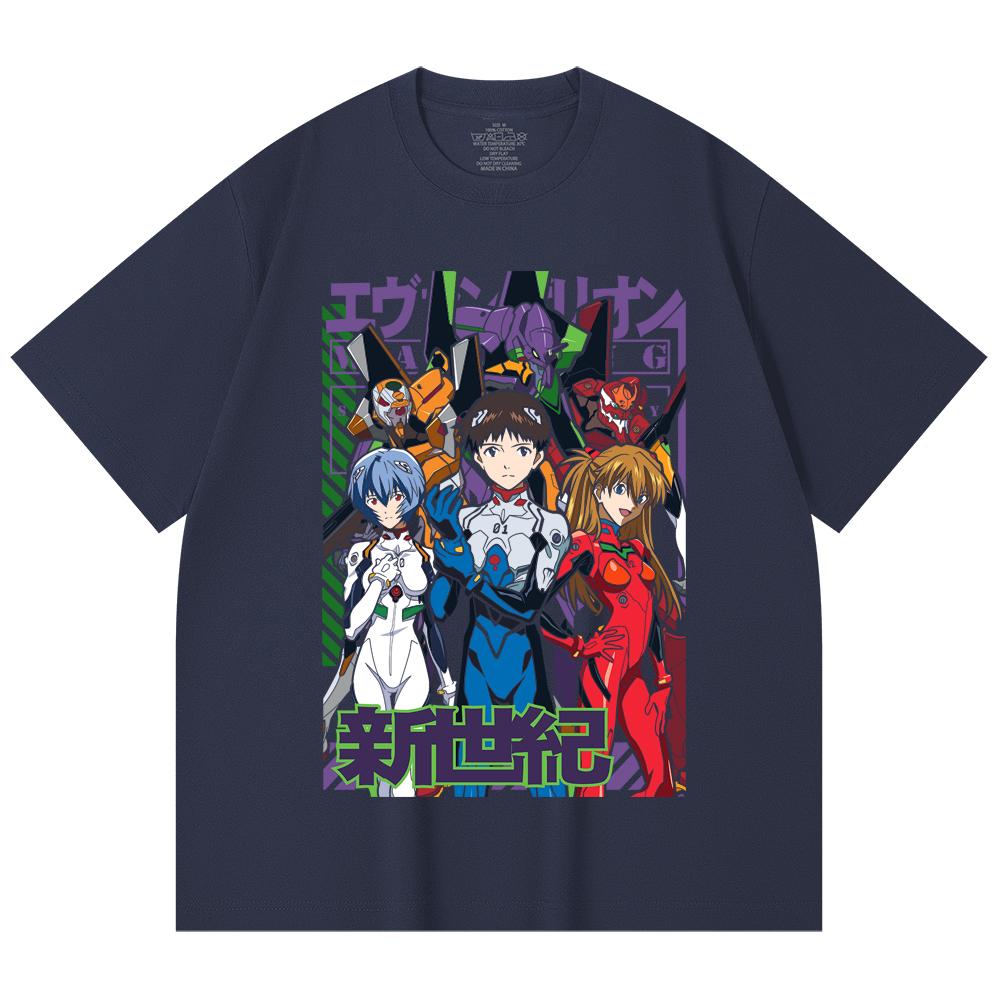 230 Gsm 100% Cotton Evangelion V11 Print Unisex Heavy Cotton T Shirt