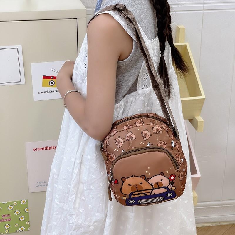 School Bag New Kapibara Children's Cartoon Casual Versatile Diagonal Out Change Bag
