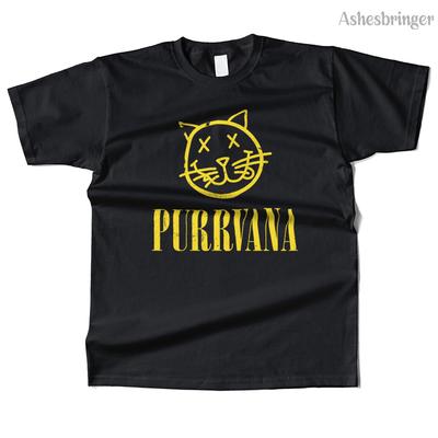 Unisexs Cotton Purrvana Graphic High Quality T Shirt Street Casual Style Tee for Unisex and Women