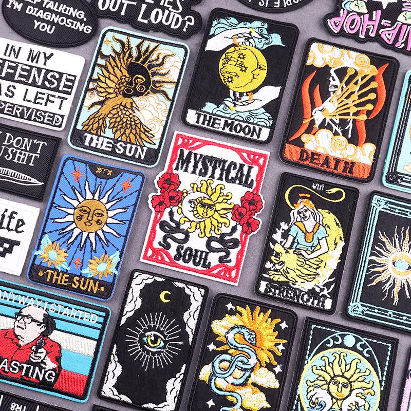 Tarot Card Embroidery Patch Iron On Patches For Clothing Hip Hop Punk Embroidered Patches On Clothes Backpack Hat Decor Stickers