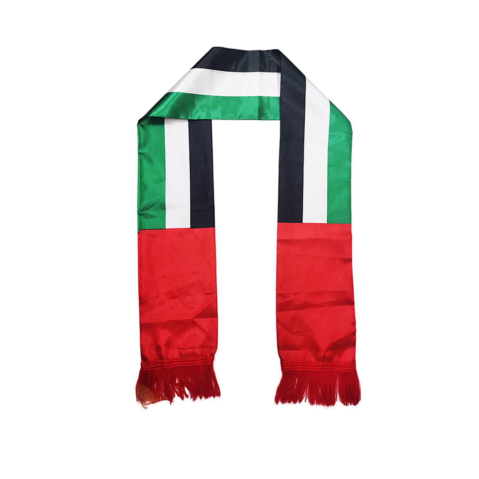 

Vibrant Scarf with UAE Flag Print Fringed Neck Scarf Party Accessories Neckwrap for Any Occasion UAE Flag Sash Shawl A