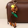 Creative Retro Casual Versatile Handmade Beaded Bag Pendant Bohemian Wood Bead Resin Bead Fringed Braided Rope Pendant