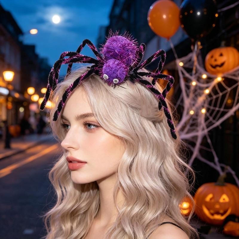 Plush Halloween Hair Clip Spiders Role Play Accessory with Spiders Legs and Clip On Hold for Party Photos and Costume Wear