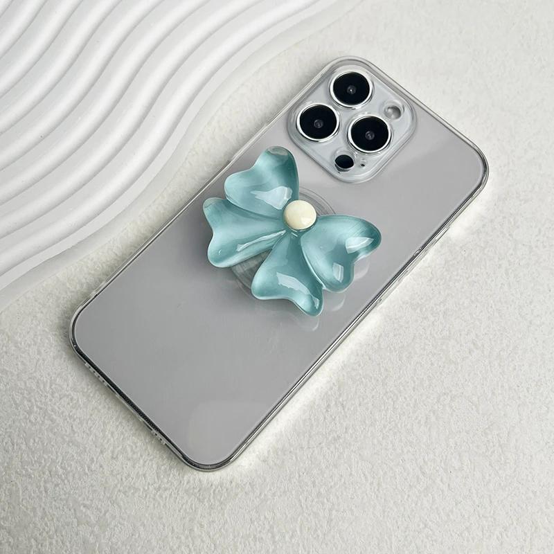 Support de téléphone poignée Cute Socket Talk Grip couleur bonbon avec nœud Support de bureau pliant pour téléphone poignée de téléphone nœud petit et frais