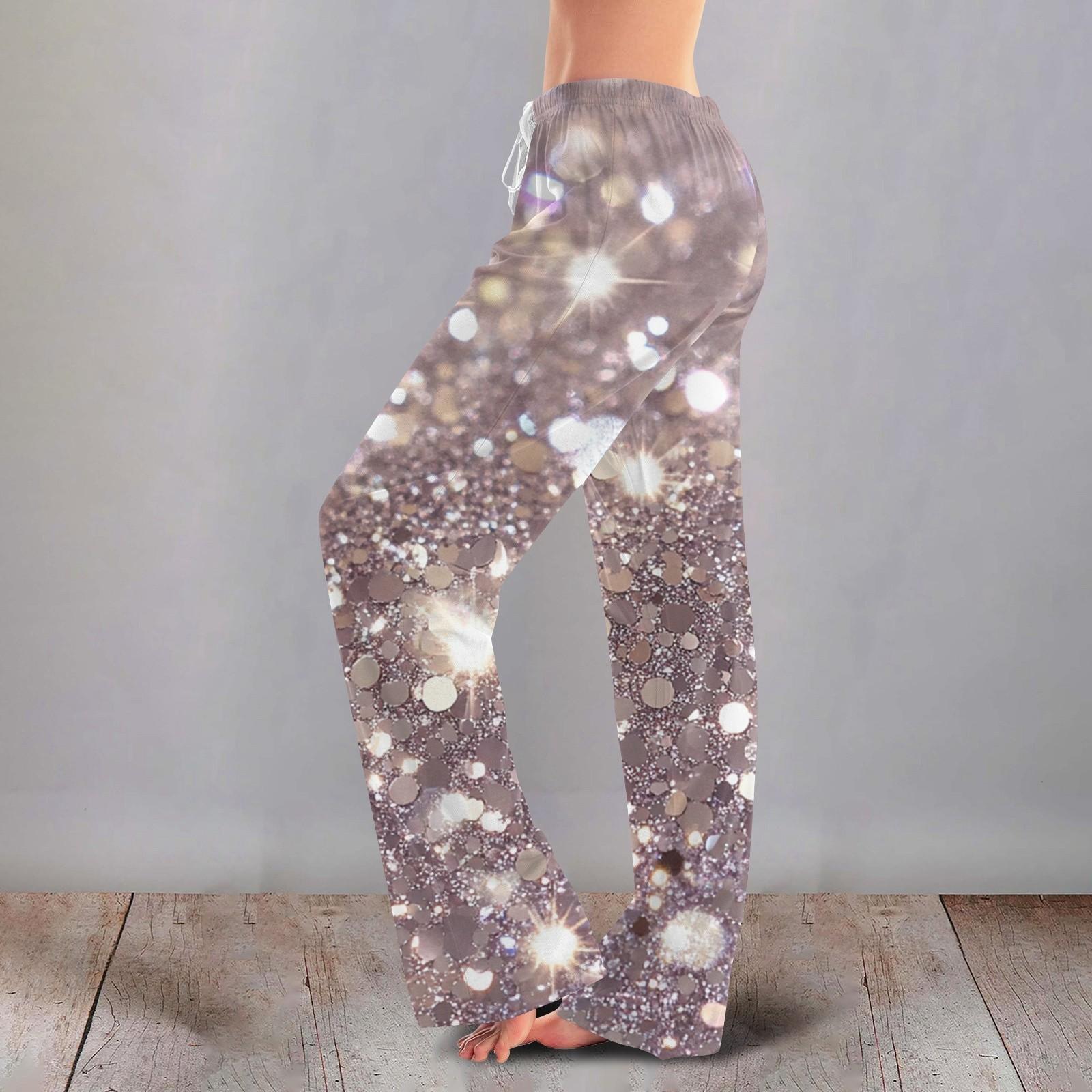 

Женские милые брюки с цветочным принтом на завязках, повседневные пижамные брюки M серебряный