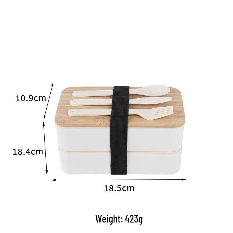 Double-Layer Bento Box with Bamboo Lid Microwave Safe PP Divided Ideal for Office or Student Lunches 1090₽