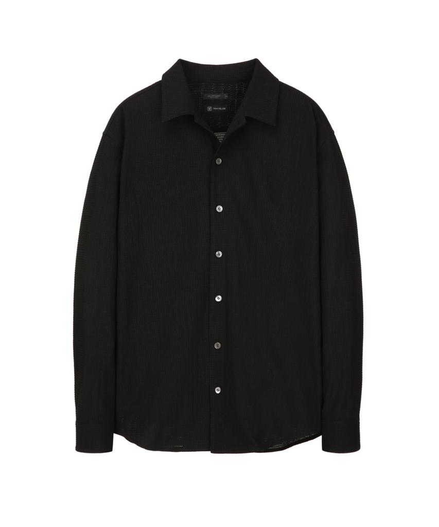 Jilseutyueoteunyuyogmaen Open Collar Setup Long Sleeve Shirt - Black(Jnsh6B385Bk)