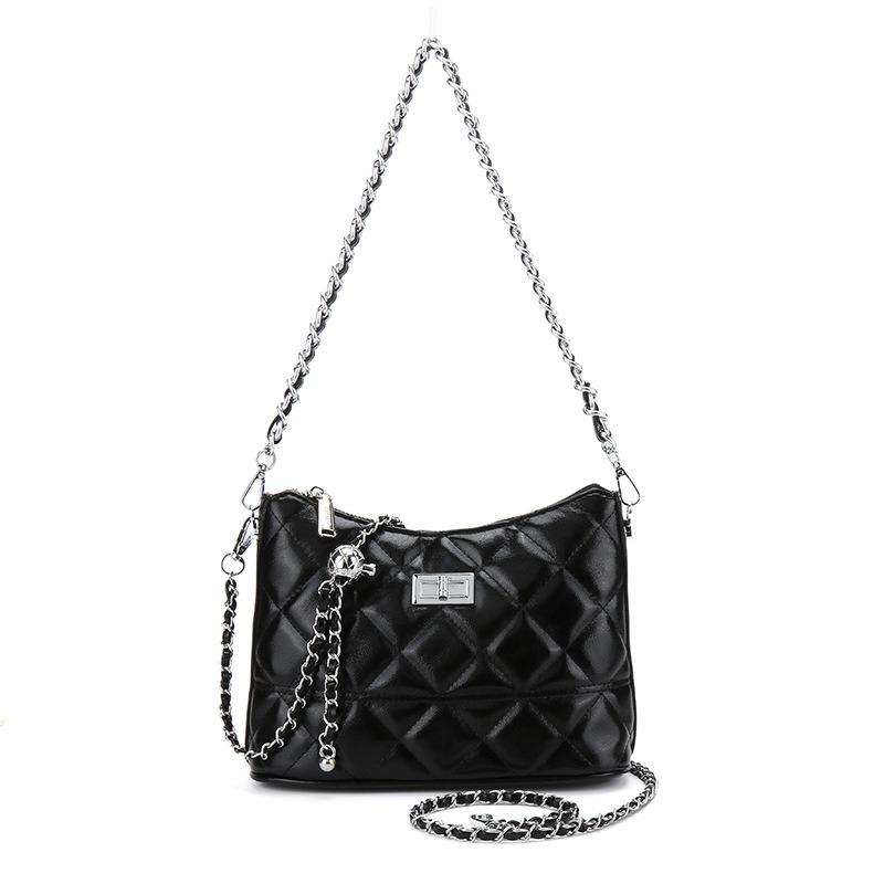 Spring and Summer New Niche Fashionable Xiaoxiang Rhombus Chain Bucket Bag Women's Versatile Commuter Shoulder Messenger Bag