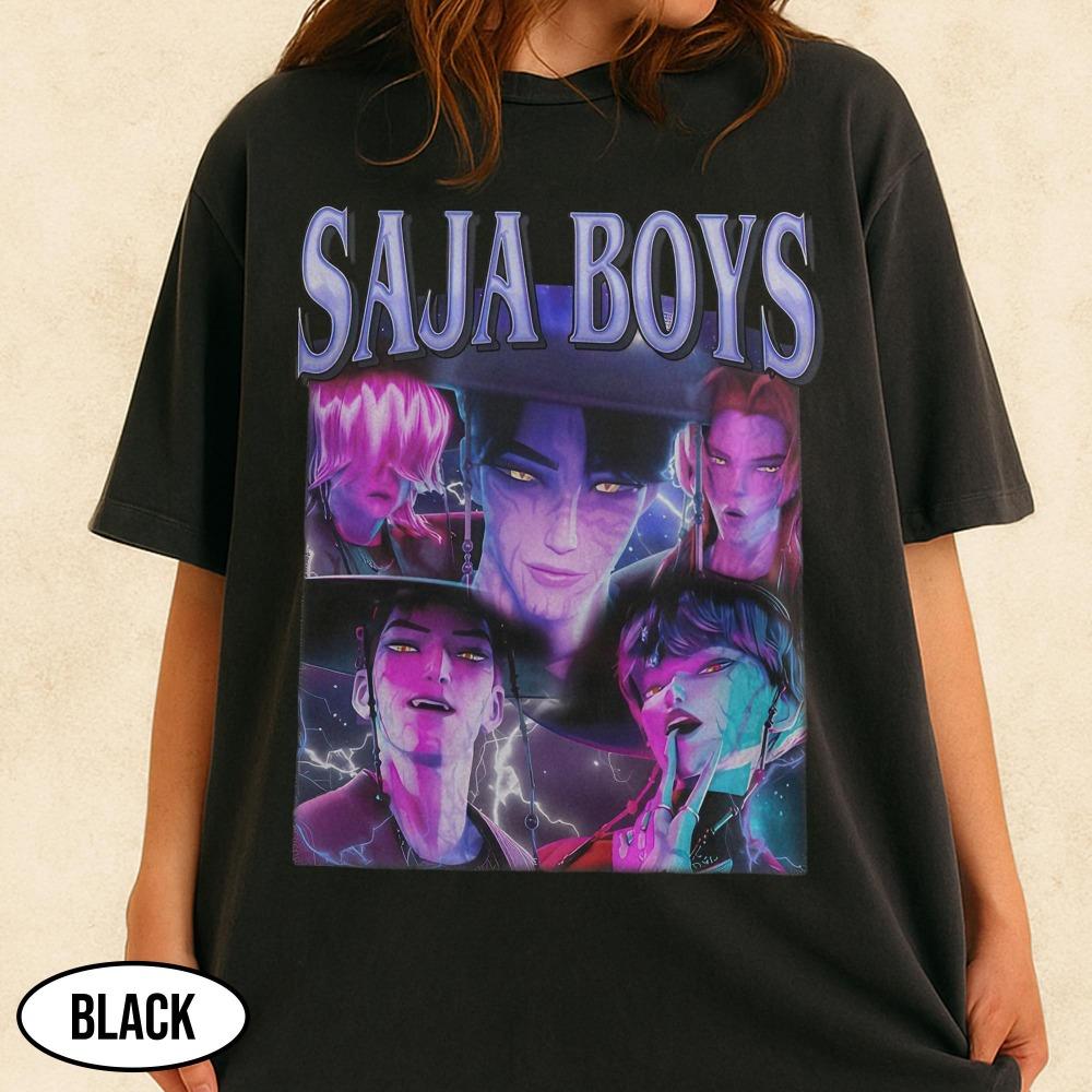 Футболки Saja Boys Demon Bootleg Kpop Demon Футболки Saja Boys Kpop Мерч Охотников на Демонов Kpop Пиратская футболка из фильма Футболка фаната группы Saja Boys M