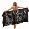 French Bulldog Beach Towel Flat Print Black White Dog Portrait Microfiber Bath Blanket for Pet Lovers Travel Pool Party Gift