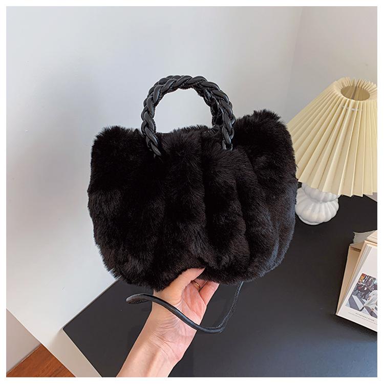 2025 Autumn and Winter Fashion New Plush Cloud Bag Folds Simple Temperament Crossbody Portable Small Square Bag