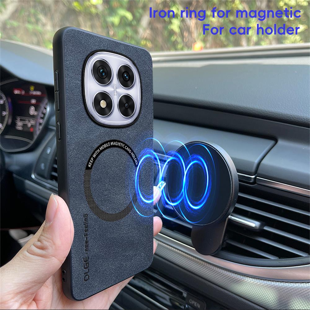 WANLONFENG YBP Series For Xiaomi Redmi Note 14 Pro 4G Magnetic Case with Tempered Glass Film PU+TPU Phone Cover Large Cutout