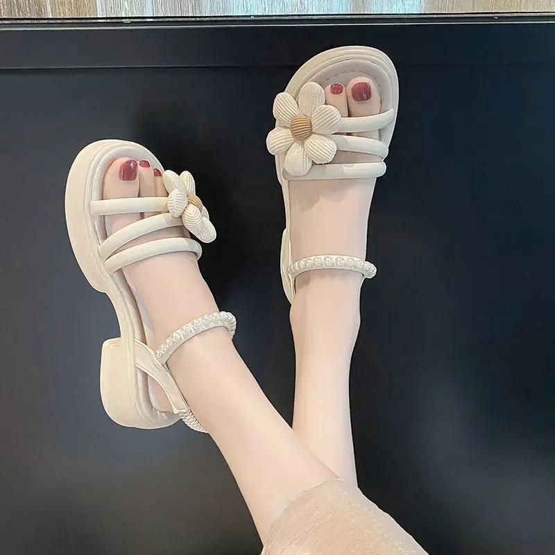 Fashion Summer Beach Open Toe Woman Shoes Luxury Vintage 2025 Offers Original Comfort Sandals for Women Chic and Elegant Wholesale Shoe