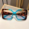 New Large Frame Oversized Square Sunglasses with Gradient Lenses Versatile Color Contrasting & Leopard Print Frames Glasses