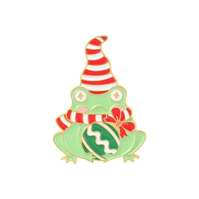 

Delightful Christmas Frog Brooch Set Attractive Gold Alloy Pins For Fashion Accessories XZ5313