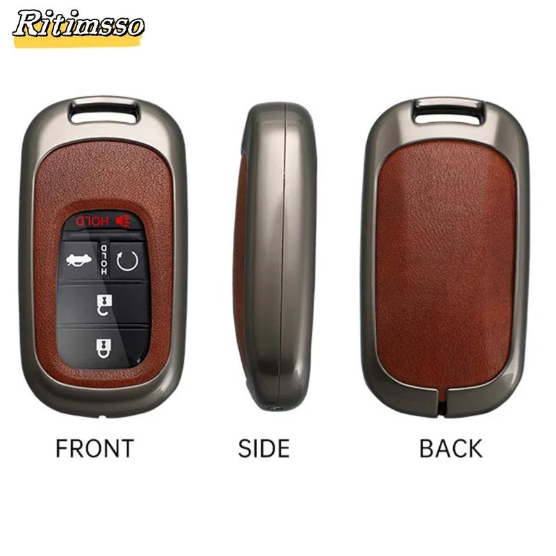 For Honda HR-V CR-V ZRV Civic Accord 2022 2023 5 Knapper Legering+TPU Bilnøkkelveske Deksel Auto Skall Fob Holder Nøkkelring Tilbehør