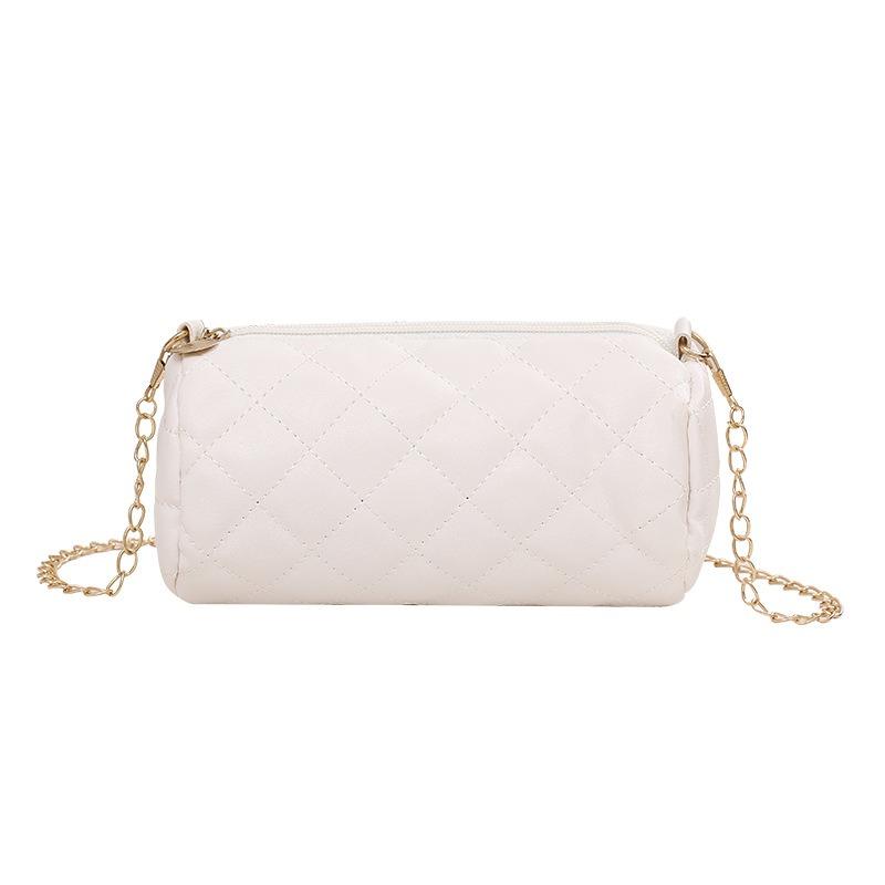 New diamond cylinder bag trendy zipper bag chain shoulder messenger bag change mobile phone bag