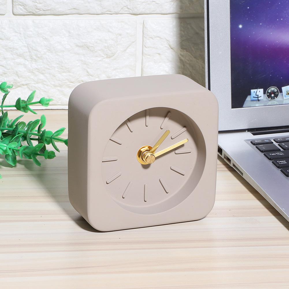 GEEKCOOK Simple Square Cement Desk Clock for Office Home Living Room Household DecorBrown
