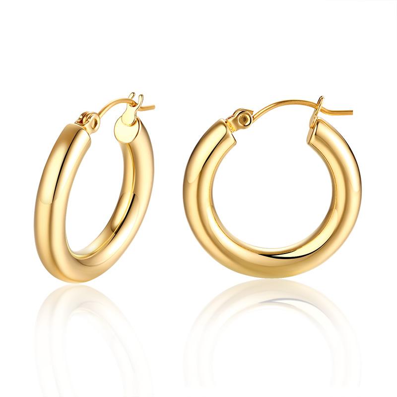 Geometric Huggie Hoop Earrings for Women Stainless Steel Medium Thick Charm Bohe Female Cartilage Piercing