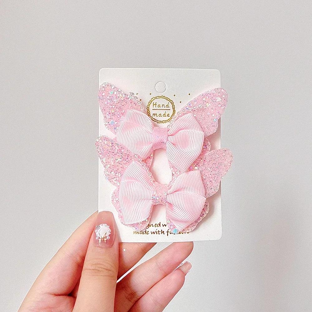 RAINBOW BOWS 3.15'' Glitter Butterfly Hair Clips for Women Girls Hairpins Children Cute Barrettes Kids Head Accessories 2Pcs/lot